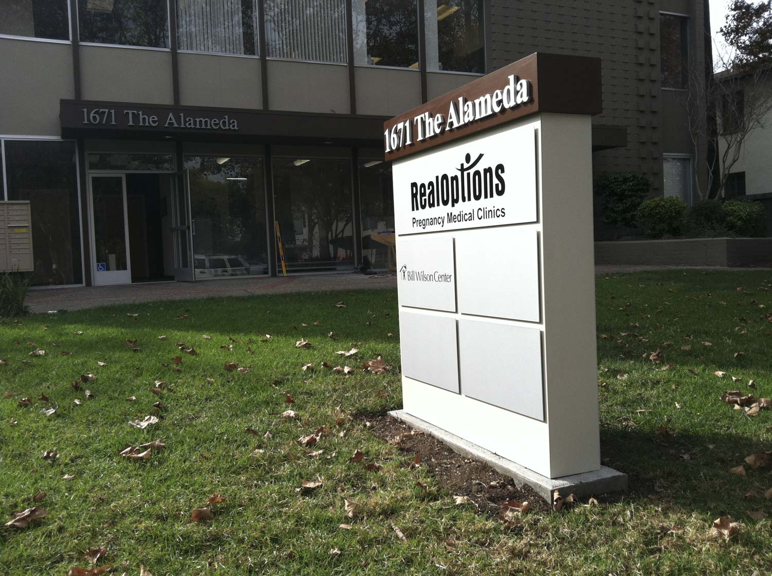 A monument sign made by Bennett Graphics in Pleasanton for 1671 The Alameda in San Jose