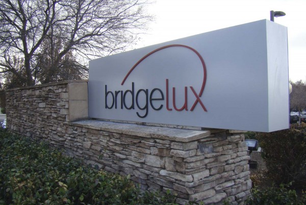monument sign for Bridgelux in Livermore, CA made by Bennett Graphics in Pleasanton