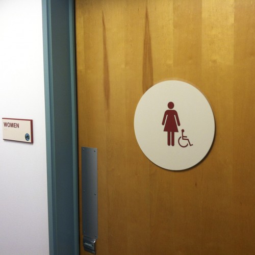 ADA sign for women at the City of Saratoga Library, by Bennett Graphics in Pleasanton CA