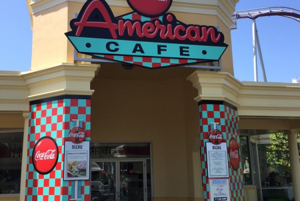 Cafe and theme park signage production in Pleasanton, CA