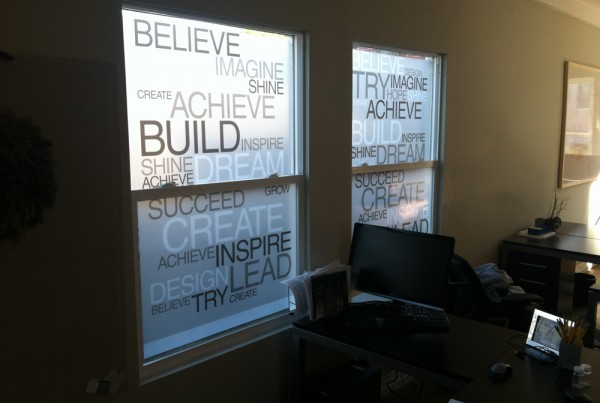 Typography Window Film design and Installation in Pleasanton
