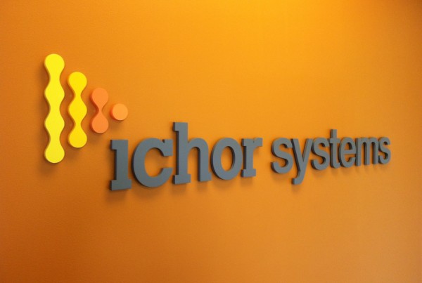 ichor Systems lobby sign crafted from Acrylic in Pleasanton