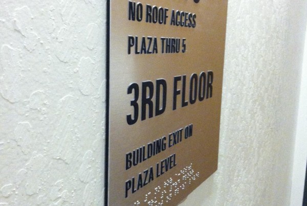 Tactile Stairwell ADA sign for Mt Diablo Plaza made by T Bennett Services, LLC in Pleasanton