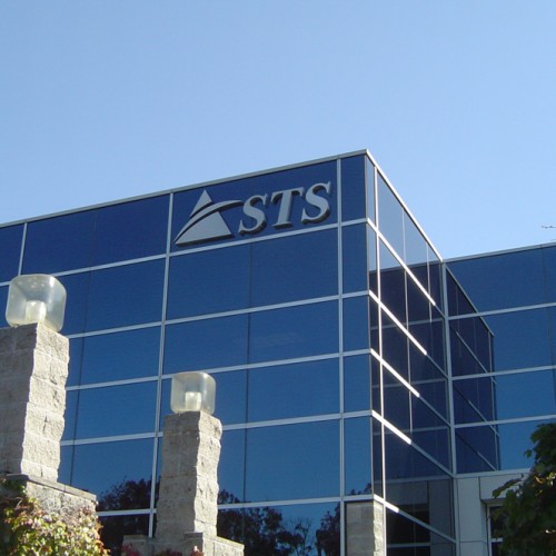 T. Bennett Services in Pleasanton made Stainless Steel Building Sign for STS