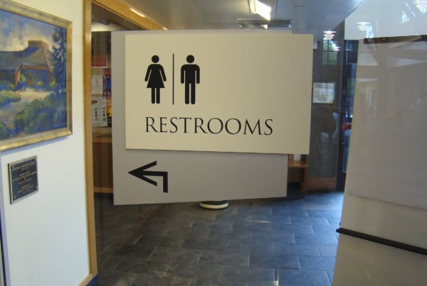 Saratoga Library Restroom Sign made by T Bennett Services in Pleasanton CA