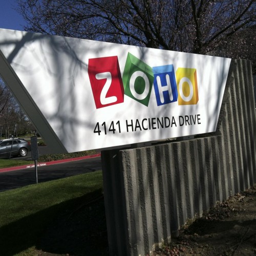 ZOHO monument sign in Pleasanton