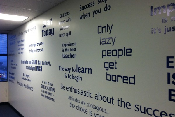 Vinyl Graphics on wall installed by Bennett Graphics in Pleasanton, CA