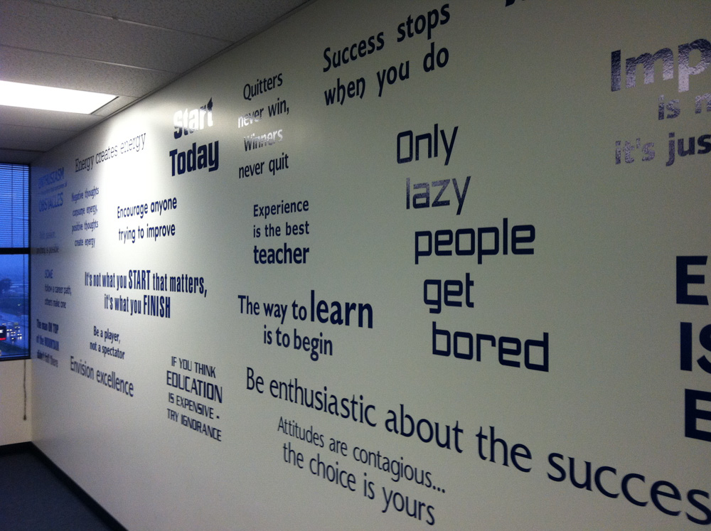 Vinyl Graphics on wall installed by Bennett Graphics in Pleasanton, CA